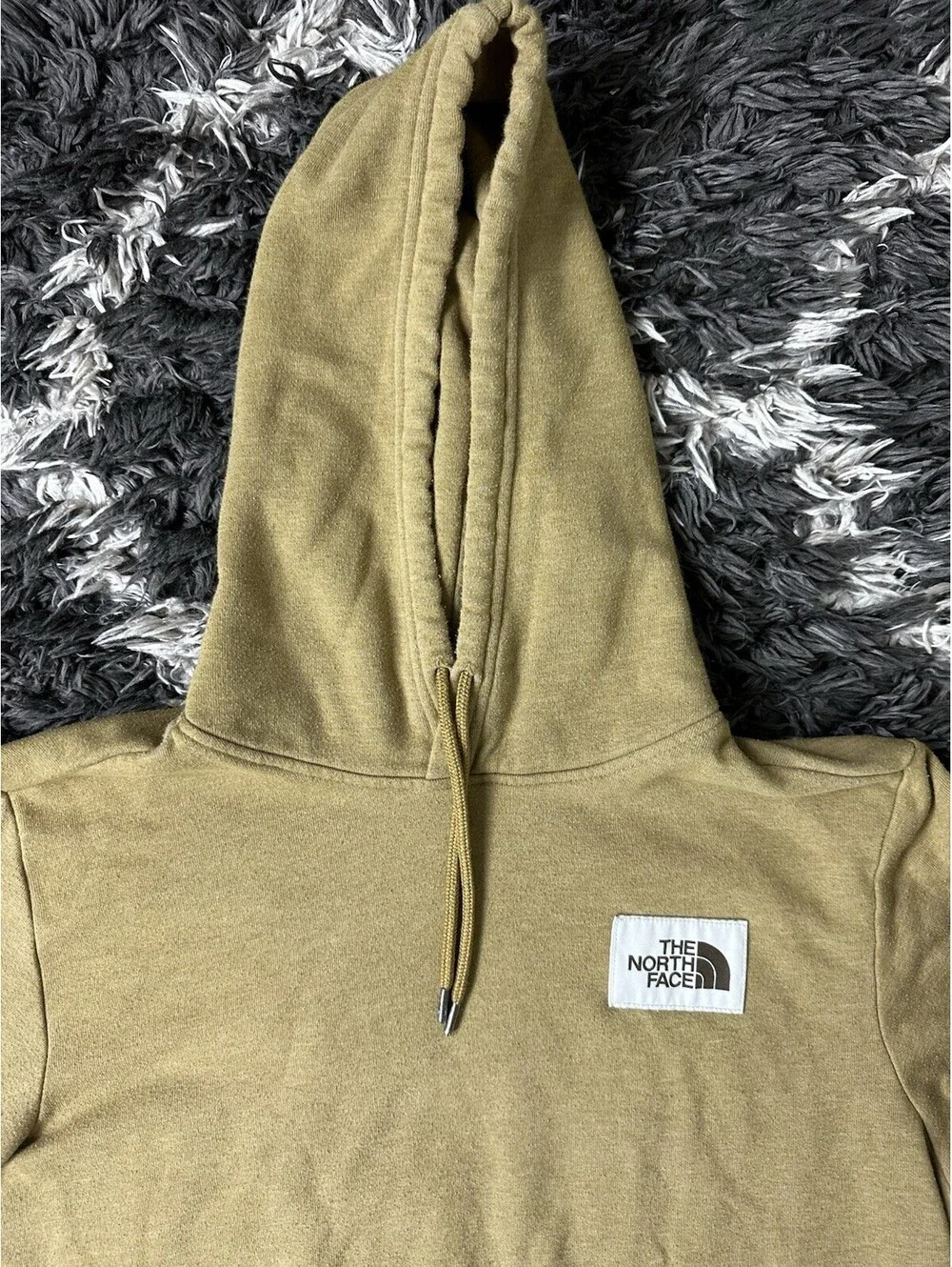 The North Face Hoodie Pullover Sweatshirt Brown Gold Mens Large L Patch